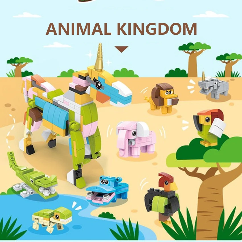 

AQUARYTA Building Block Figures Animal Compatible with Other Brands Small Granule Educational Bricks Set Toys Gift for Children