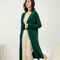 autumn and winter new knitted cardigan long coat ladies korean version solid color outer loose long sleeved top sweater slim fit