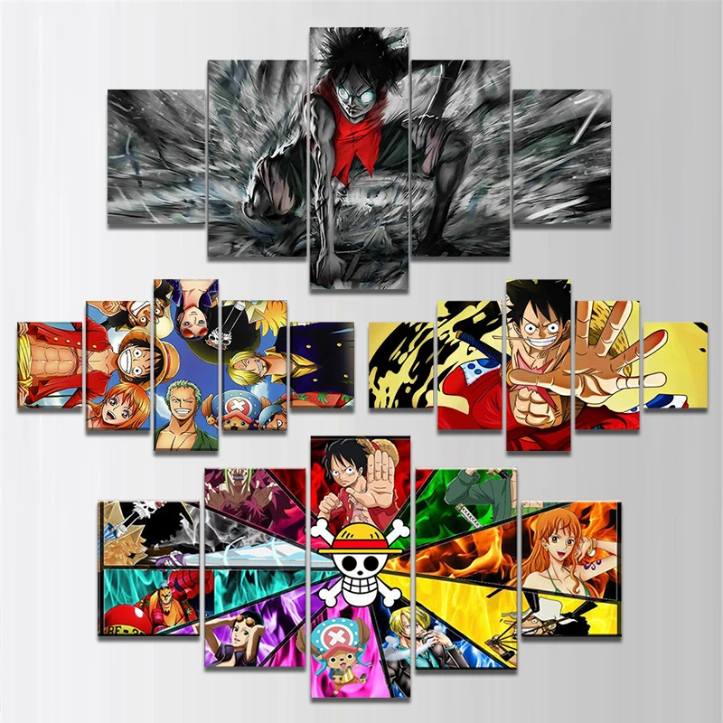 

Luffy Sanji Zoro Canvas Paintings 5 Pieces Japanese Surrounding Anime For Wall Art Picture Kids Bedroom Decoration Gift