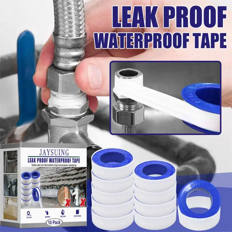 

10Rolls Joint Plumbing Fitting Thread Seal Tape PTFE Tape For Water Pipe Plumbing Dedicated Duct Waterproof Sealing Tape Sealers