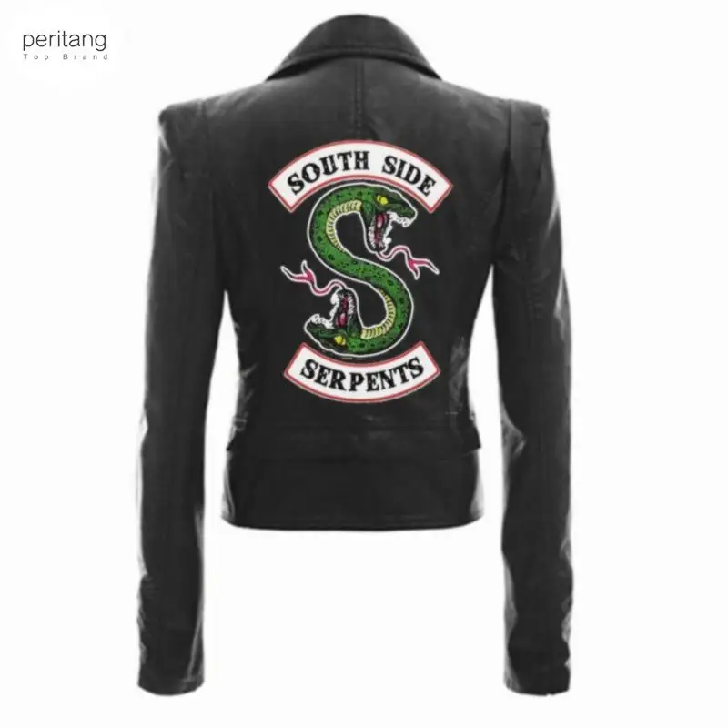 

2023 Riverdale Женская куртка из искусственной кожи, модная мотоциклетная куртка, короткая мотоциклетная куртка из искусственной кожи с южными змеями