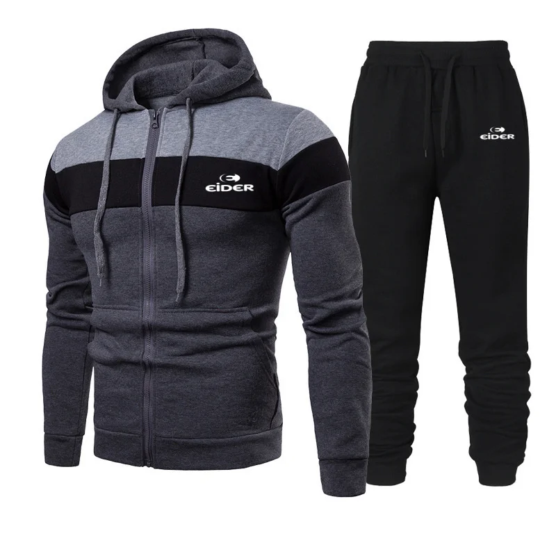

Brand Spring and Autumn EIDER Fashion Zip Hooded Sweater Sweater Casual Sportswear Men's Suit Clothes + Pants Men's Set