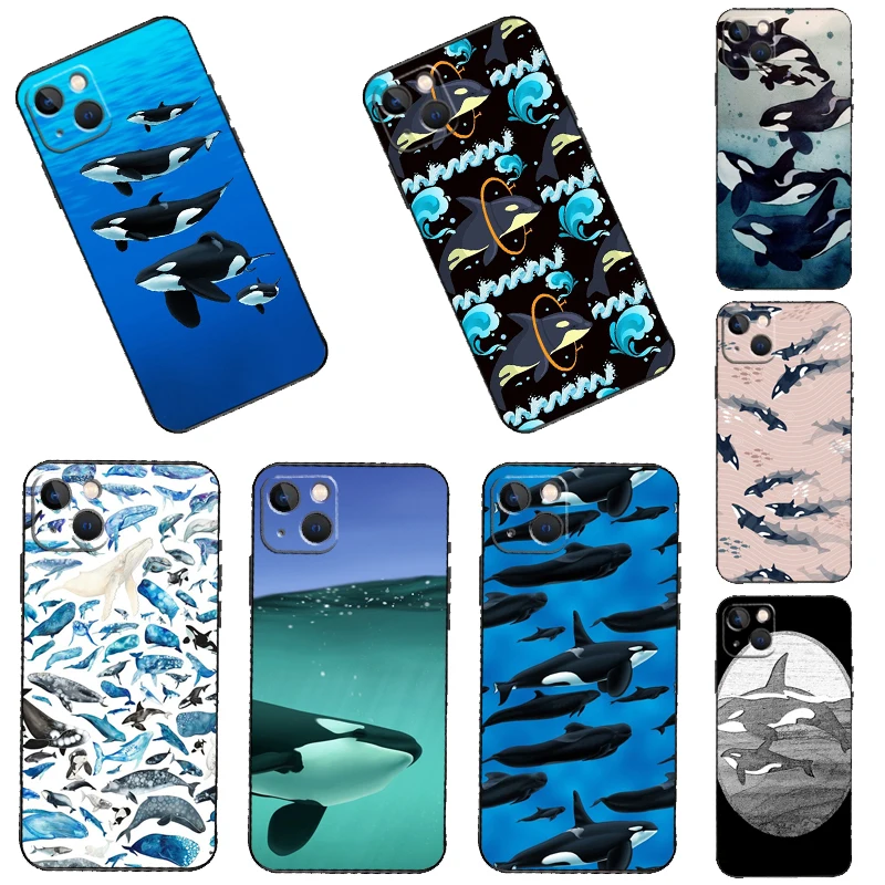 Orcas Killer Whales Phone Case For iPhone 14 11 12 13 Pro X XR XS Max 6 6S 7 8 Plus SE 2020 Back Cover