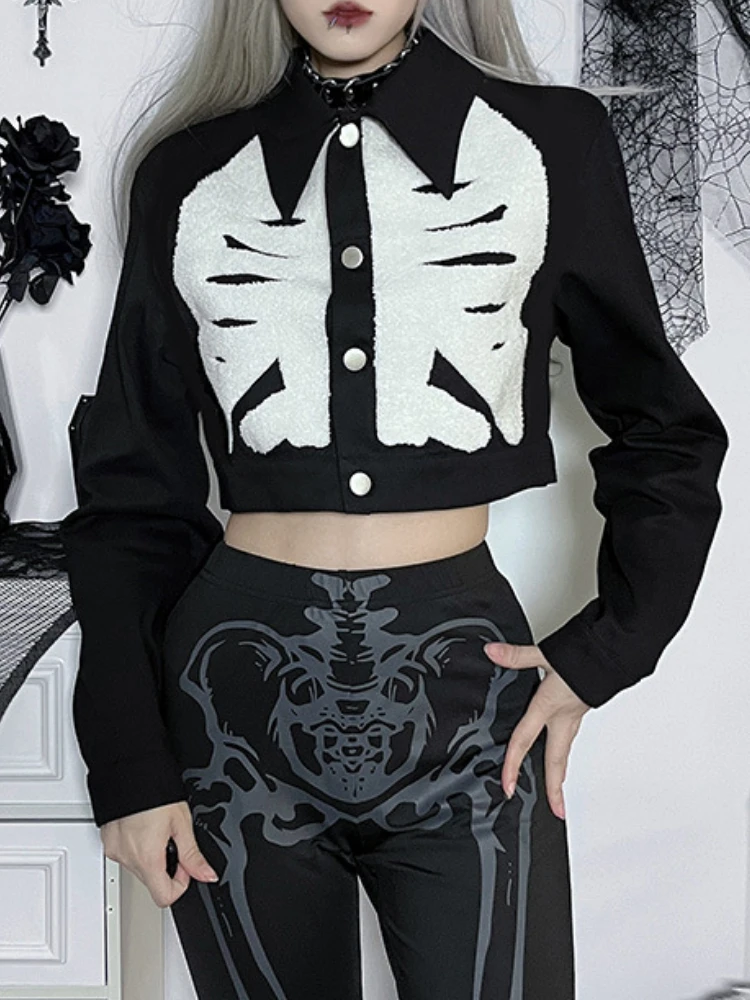 

Fashion Streetwear Lamb Wool Three-Dimensional Collage Denim Short Coat Gothic Black Short Top Fashion Jackets For Women 2023