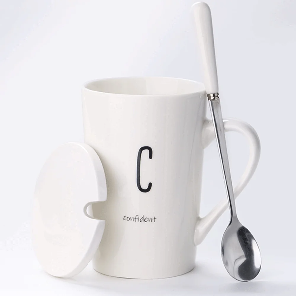 

Ceramic Mugs Cherry Blossom Heat-resistant White with Lid and Spoon Creative Milk Mug Couple Tea Juice Cup Office Drinkware Gift