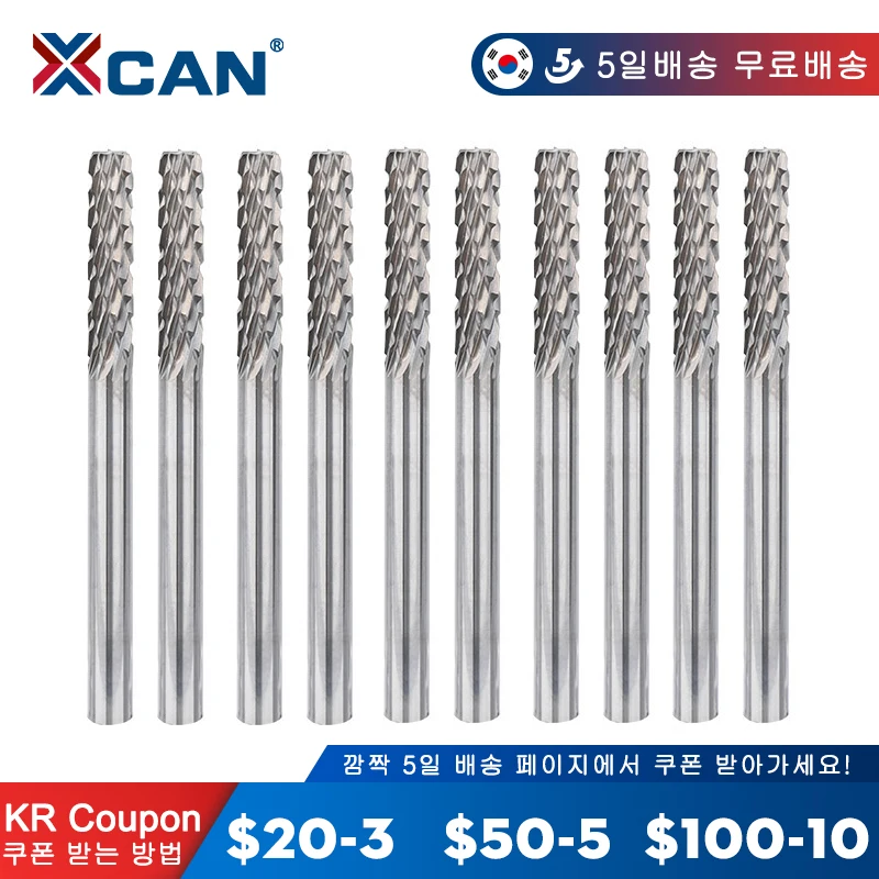 

XCAN Rotary File 10pcs 3mm Shank Double Cut Tungsten Carbide Rotary Burr Sets For Dremel Rotary Tools