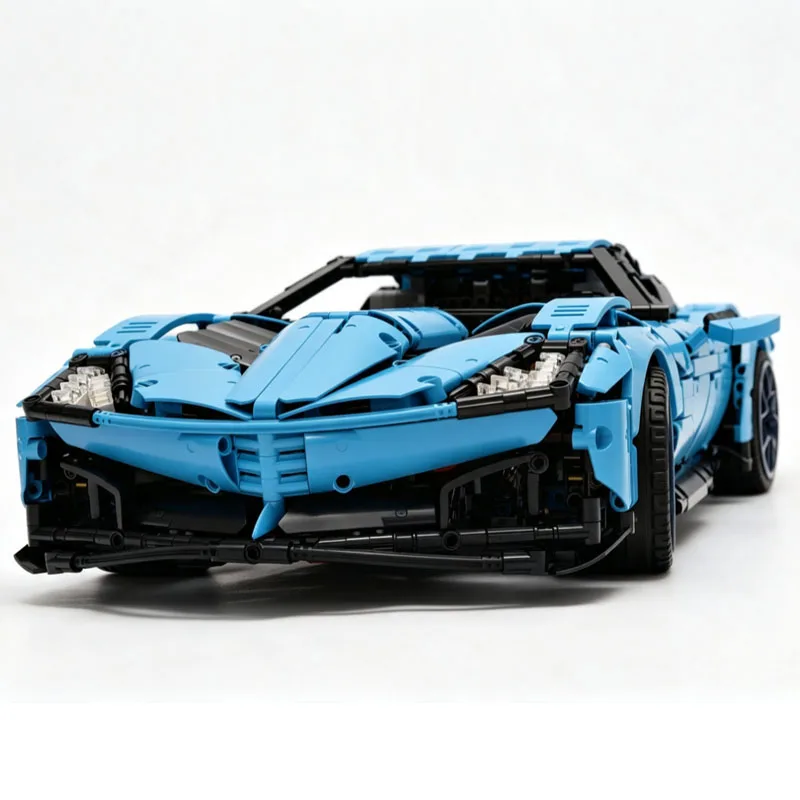 Фото НОВИНКА MOC-31189 Il Toro Azzurro, масштаб 1:8, спортивный автомобиль с двигателем V8, гиперкар, гоночный автомобиль, модель автомобиля, строительные блоки, игрушки, подарки на день рождения. №2