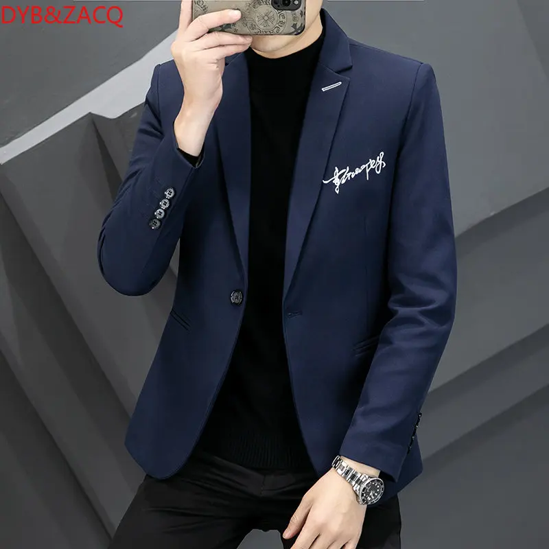 

DYB&ZACQ Cotton Men's Suit Casual Suit Jacket Men's Spring and Autumn Uniform Jacket Korean Version Trend Men's Suit 4XL 5XL