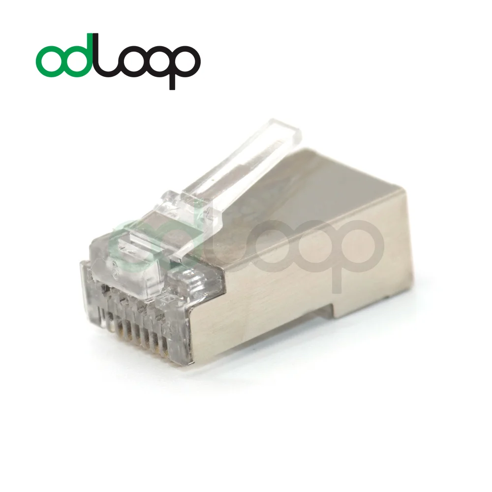 

ODLOOP 100pcs PACK Shielded RJ45 Cat6 Connectors Pass Through Connector Gold Plated 8P8C Modular Plugs for Ethernet Cable