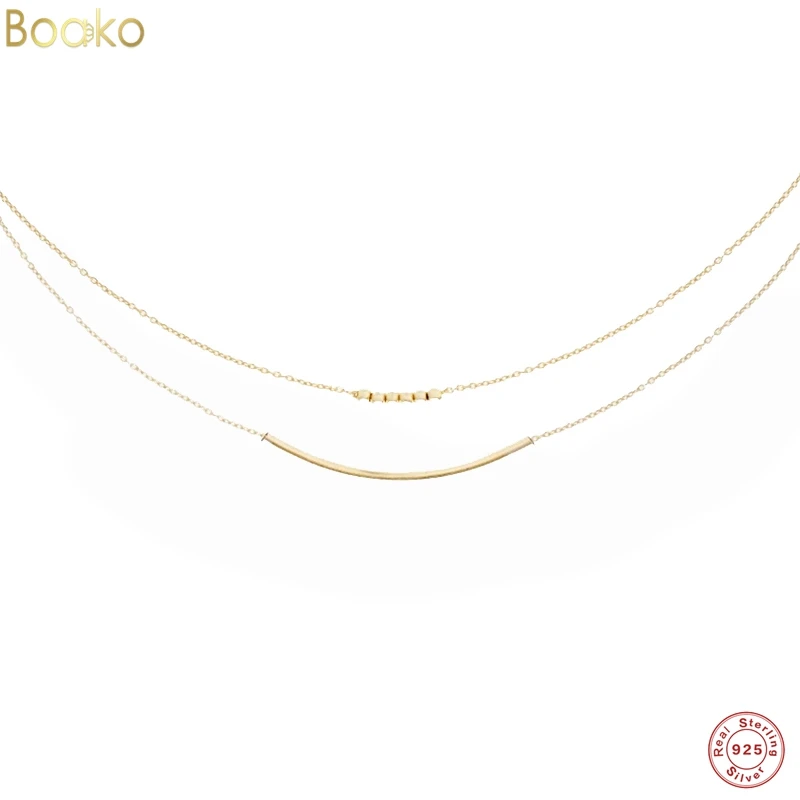 

BOAKO 925 Sterling Silver Cute Smile Necklace For Female Clavicle Chains 2022 New Trendy Fashion Small Beads Party Gift Jewelry