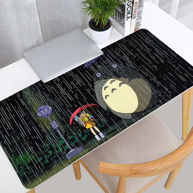 Mouse Pad 900x400 Extended Desk Mat Laptop Cartoon Anime T-totoro Mousepad PC Green Plants Keyboard Kawaii Rubber