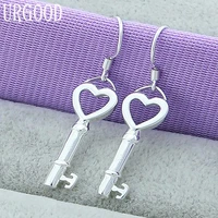 925 sterling silver fashion jewelry heart key pendant earrings for women party engagement wedding gift