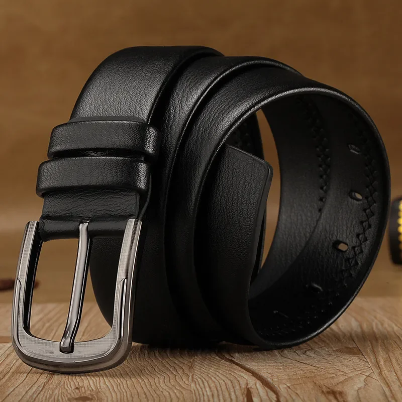 

Jeans Belt Faux Leather Belts For Men Pin Buckle Adult Casual Black Brown 3.5cm Wide Girdle High Quality 2018 KZR001