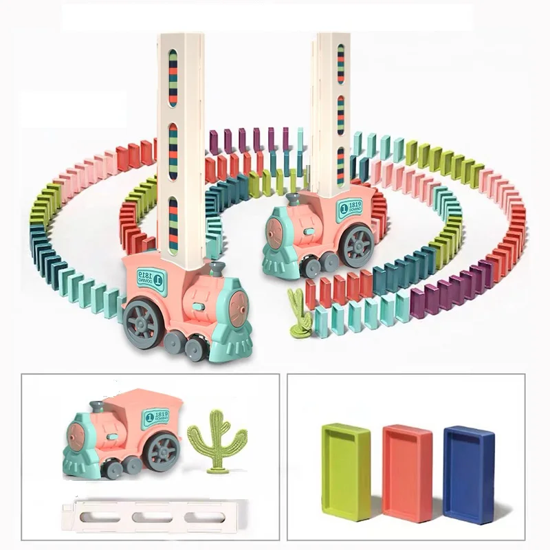 

Игрушка-домино, поезд, набор для хранения, автоматическая игрушка-домино, поезд, набор для укладки, веселый и красочный поезд, Рождественский подарок