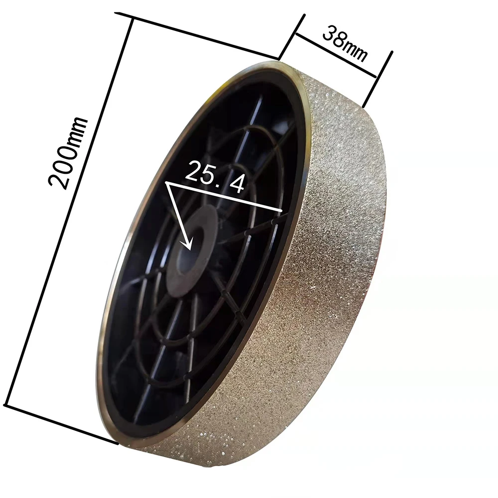 Алмазная шлифовальная точилка с гальваническим покрытием, аксессуар для колеса, диаметр диска 200 мм, ширина 38 мм для полировки стекла, вольфрамовой стали