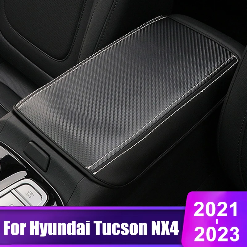 For Hyundai Tucson NX4 2021 2022 2023 Hybrid N Line Car Armrest Box Storage Trim Cover PU Leather Anti-dirty Pad Accessories
