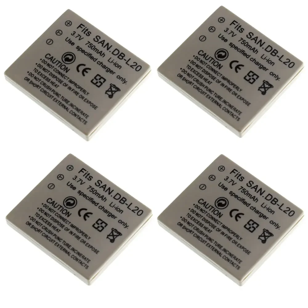 Аккумулятор 4x стандарта L20A L20AU для Sanyo XactiVPC CA6OR CA65 CA8 CA9 CG6 CG9 CG65 E1 E2 E6