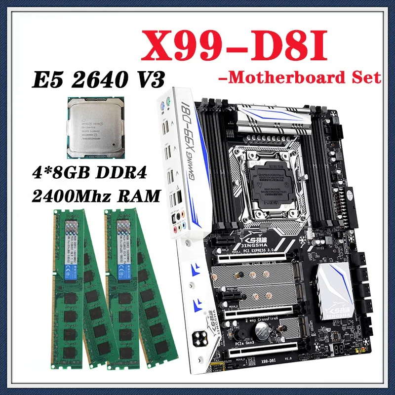 

Комплект материнской платы X99 D8I, процессор E5 2640 V3 LGA2011-3 4*8 ГБ 32 ГБ 2400 МГц DDR4 EEC REG, комбинированная оперативная память с поддержкой NVME M.2