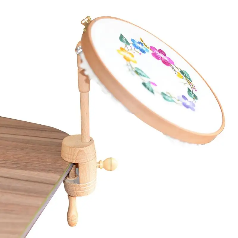 

Embroidery Stand Wooden Embroidery Hoop Adjustable Desktop Stand Hand Sewing Art Craft For Adults Mother Gifts DIY Sewing Tool