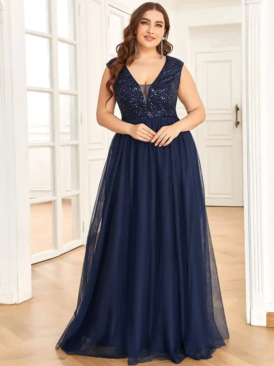 

Elegant Evening Dresses Long A LINE Short Sleeve V-Neck Lace Floor-Length Gown 2023 Ever Pretty Of Simple Prom Women Dress