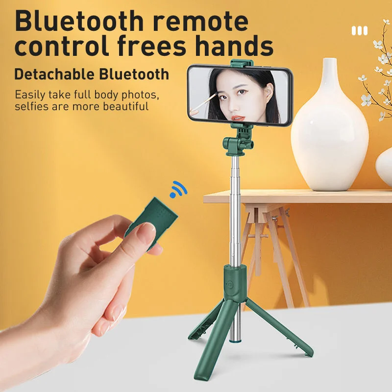 2022 Foldable Mobile Phone Holder Fill Light Wireless Bluetooth-compatible Selfie Stick For IPhone For Android Live Broadcast enlarge