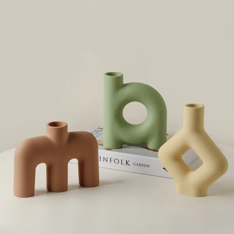 

Nordic Ceramic Vase Decoration Living Room Model Flower Arrangement Home Window Cabinet Clothing Store Display Decor Vase