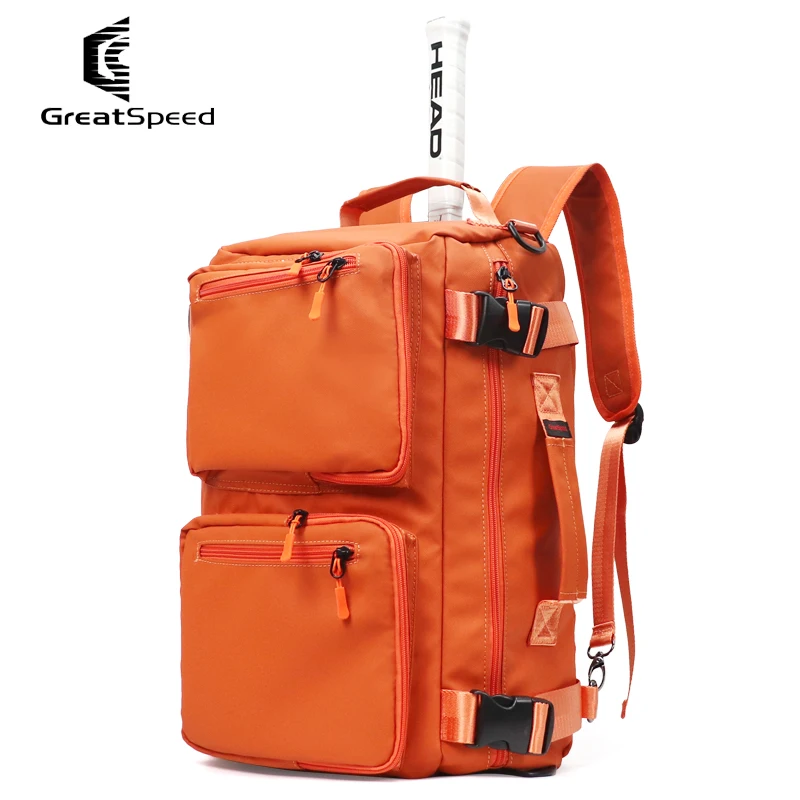 GreatSpeed Tennis Bag Badminton Bag Shoulder Portable Sports Backpack 2 in 1 Fashion Large Capacity with Shoe Compartment