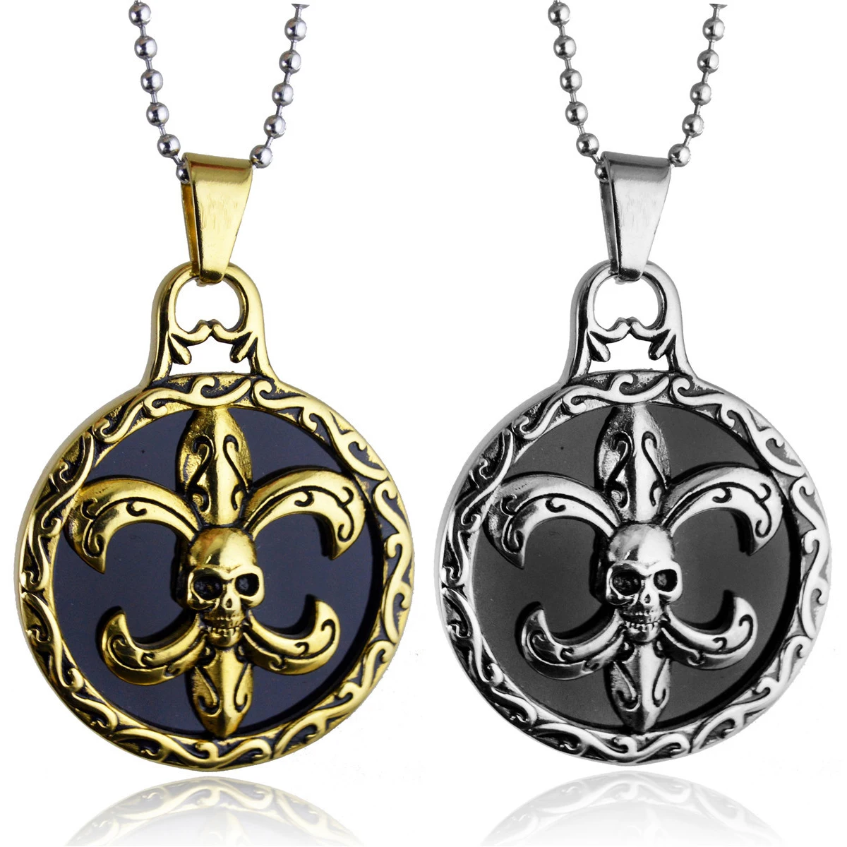 

Fashion Stainless Steel Fleur De Lis Pendant Necklace Jewelry Men's Valentina's gift