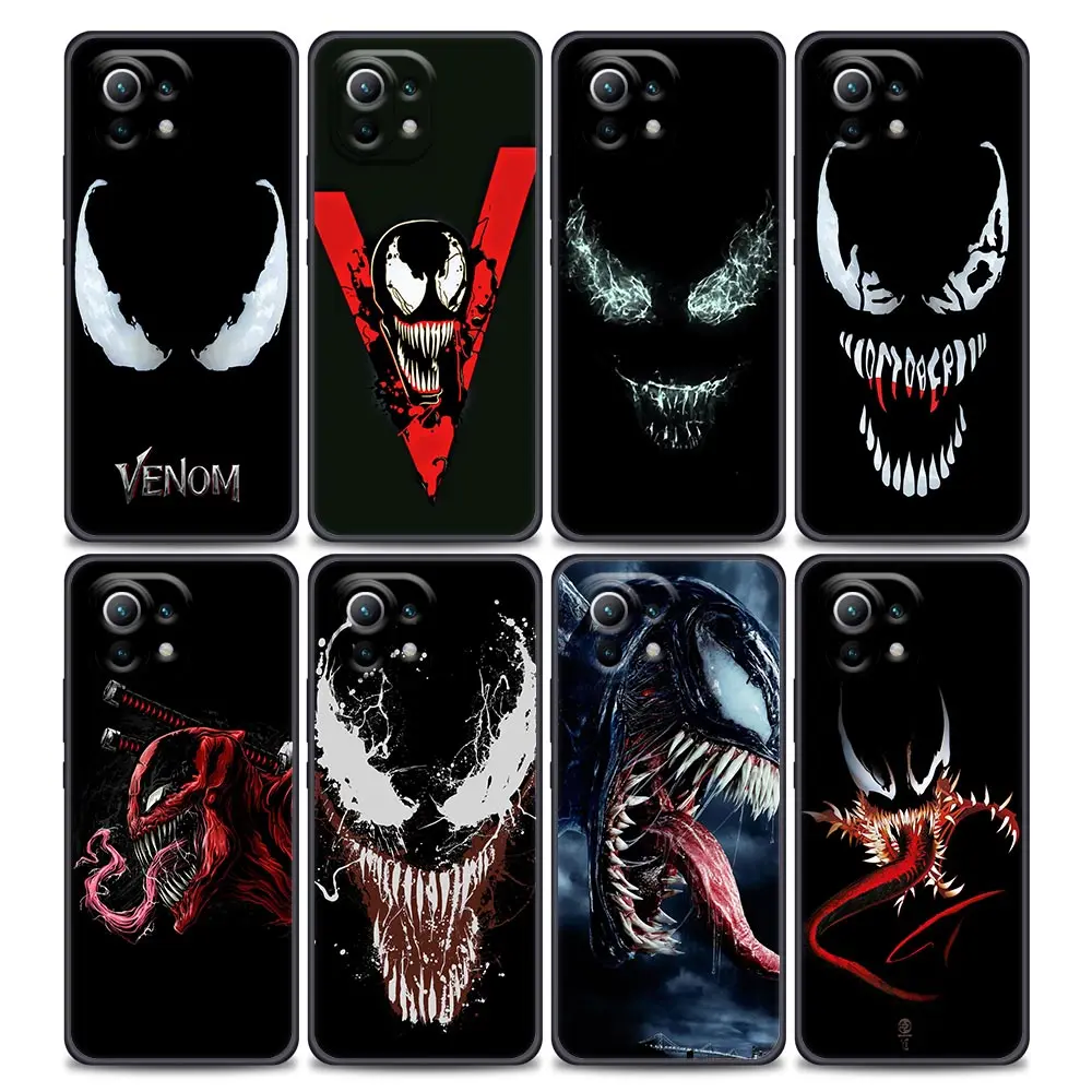 

Marvel Venom Spiderman Horro Face Phone Case for Xiaomi Mi 12 12X 11i 11 11X 11T Pro Poco X3 NFC M3 Pro F3 GT M4 Soft Silicone