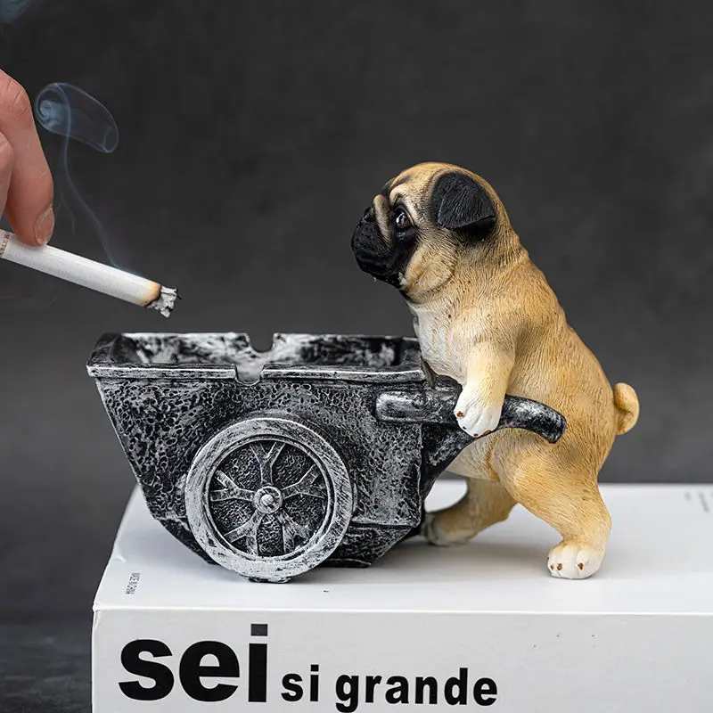 

Creative Dog Pet Ashtray Anti-flying Ash Home Decorations Living Room Decor Cute Animal Pig Anti-smoking Ashtray Ornament