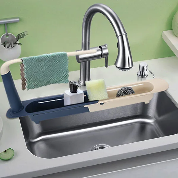 telescopic sink shelf scalable sink organizer sponge soap holder dishcloth shelves and supports kitchen gadgets accessories free global shipping