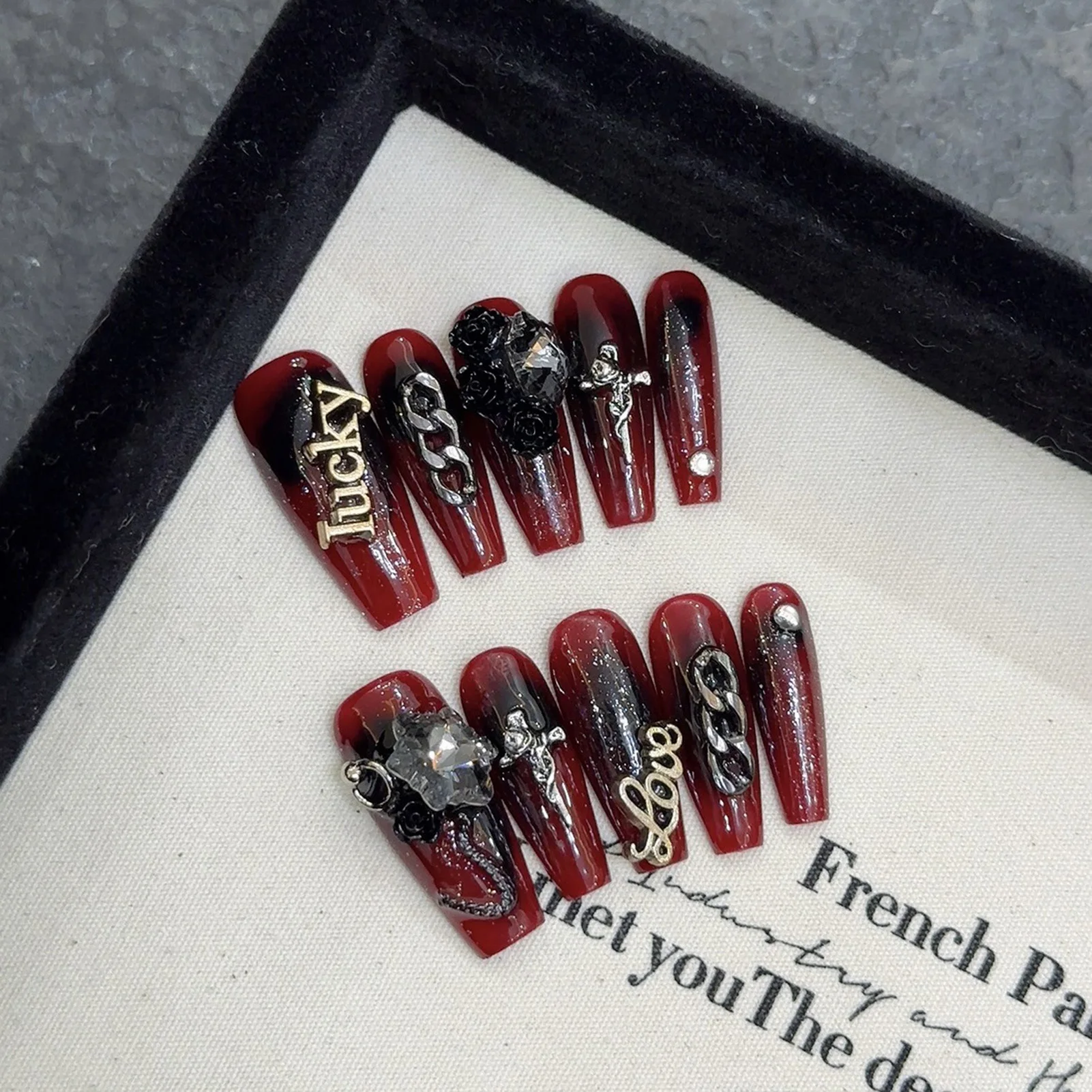 Накладные ногти Acyrlic сверхдлинные накладные для балета в стиле крови красного