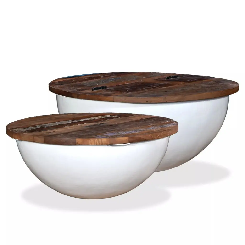 

Coffe Table Wood Coffee Tables Set for Living Room Tables Home Decor Solid Reclaimed Wood White Bowl Shape