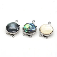 natural shell clasps round shape mother of pearl shell connector pendant charms for jewelry making necklace bracelet