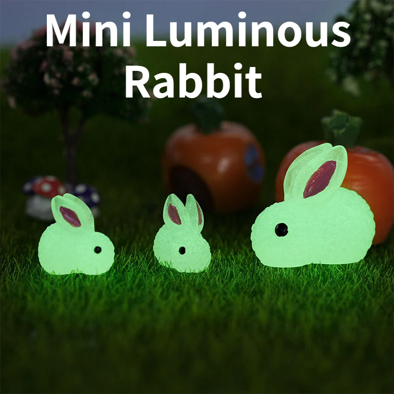 

20PCS Home Garden Mini Luminous Rabbit Ornament Miniature Animal Decor Micro Landscape Garden Gardening Outdoor Accessories
