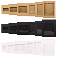 6pcs blackwhite kraft paper diy gift box with window wedding birthday party decoration cake packaging box event party gift case