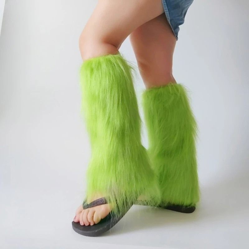 

Women Furs Leg Warmer Winter Furry Long Boot Cuffs Fuzzy Shoe Cover Party Costume for Holiday Festival Performances Play
