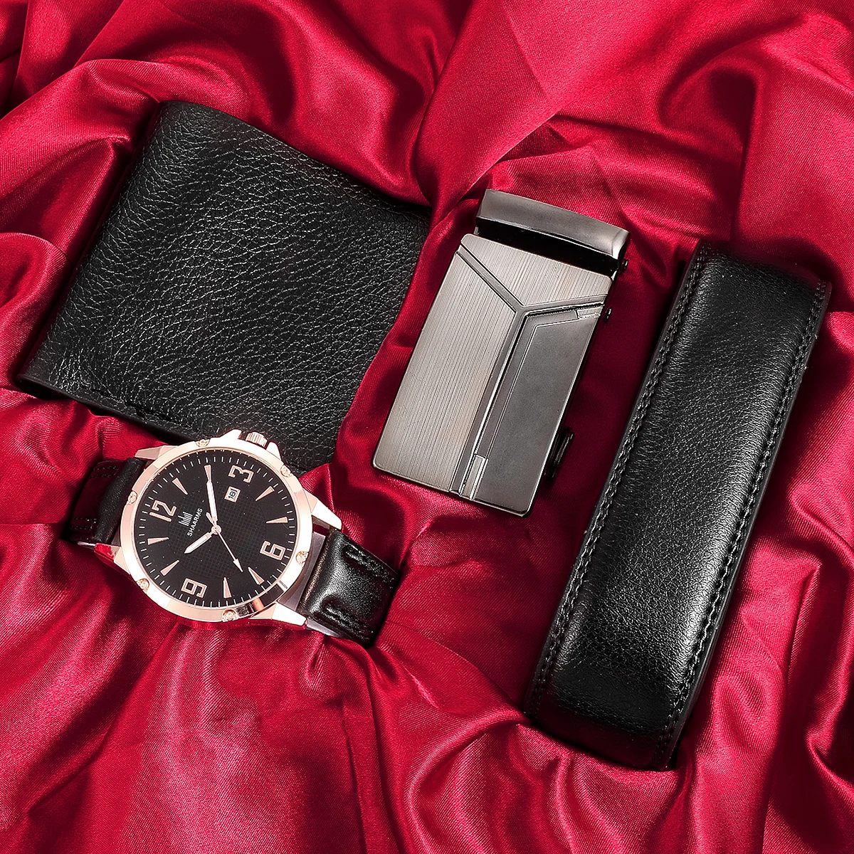 

Men's Watch+Wallet+Belt Set Male's Gift for Father's Day Birthday Gift 3pcs/set for Dad Boyfriend PU Strap XIN-Shipping
