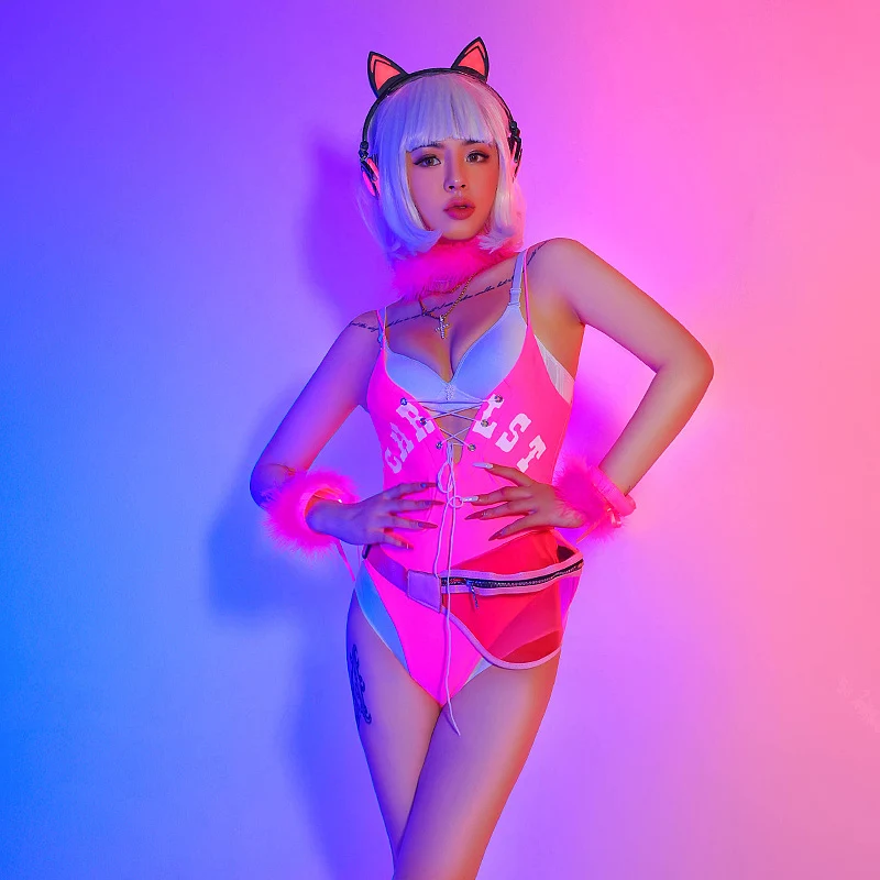 

Женское сексуальное боди с лямкой на шее, комбидресс с вырезами для ночного клуба, трико для бара, одежда для диджея, женская одежда для сцены, праздничный наряд, джазовые танцевальные костюмы