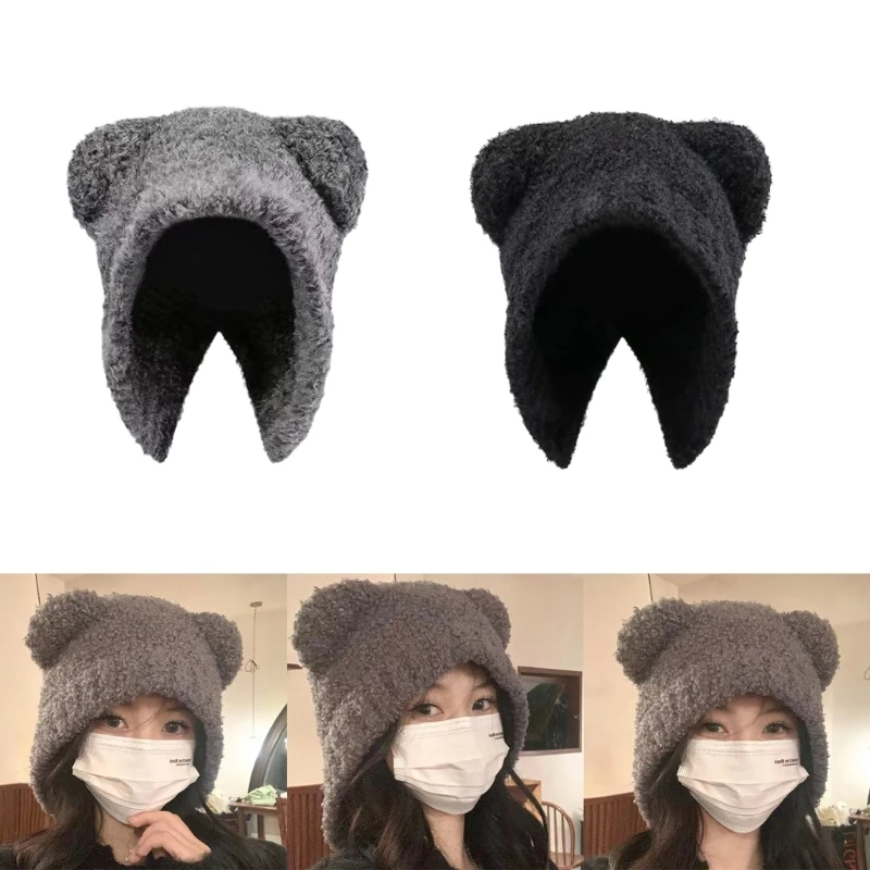 Мягкая плюшевая шапка. Прекрасная шапка с откидными ушками. Кепка капюшоном в