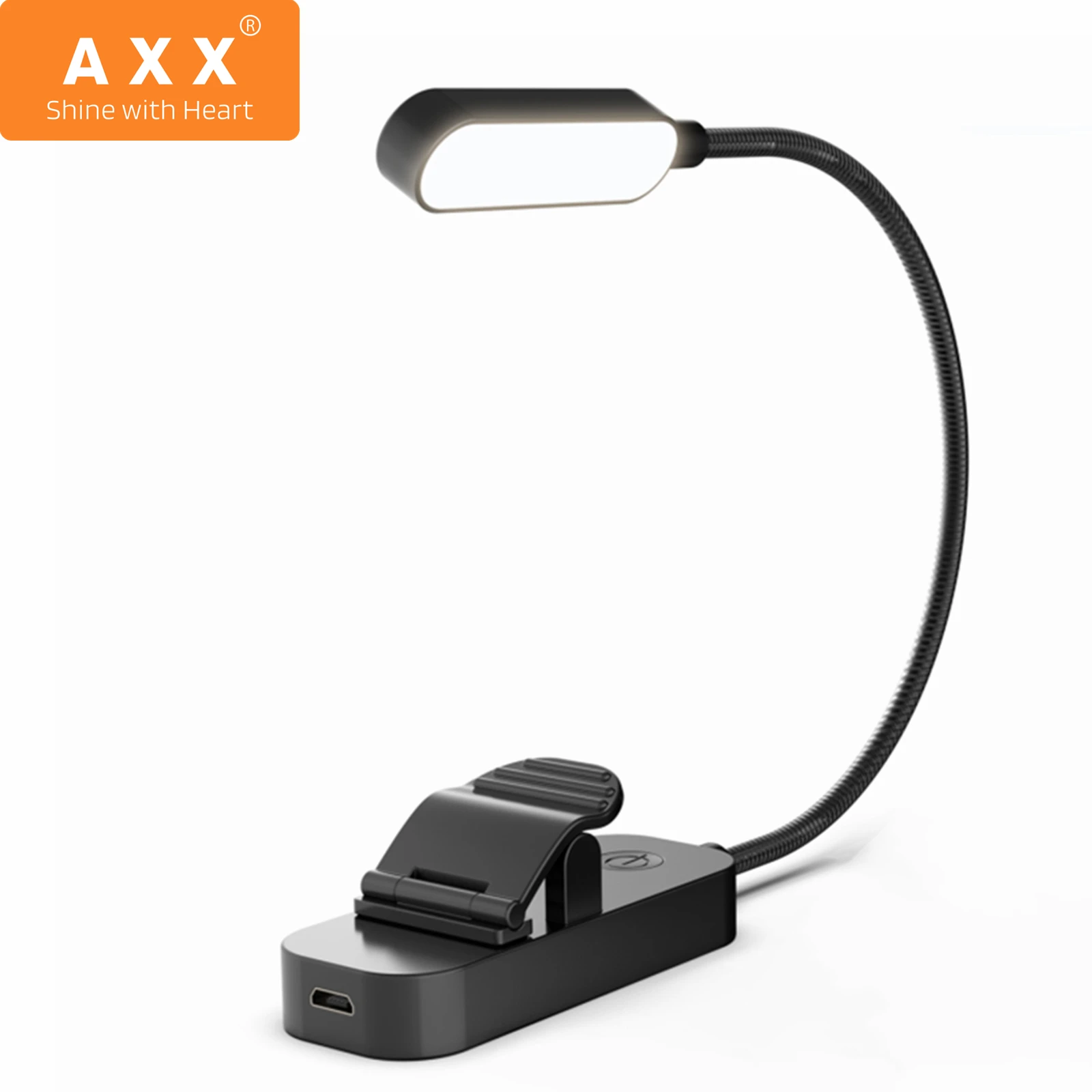 AXX Rechargeable Reading Light Clip Book Light for Bed LED Dimmable Reading Lamp for Book Small Battery Operated Night Lights 21