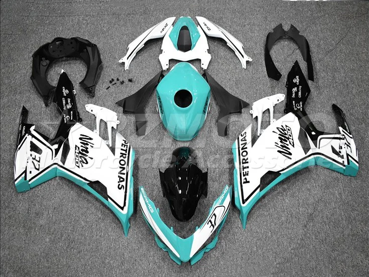 

Новый комплект обтекателей для мотоцикла из АБС-пластика, подходит для Kawasaki Ninja 400 2018 2019 2020 Ninja400, небесно-голубой и белый