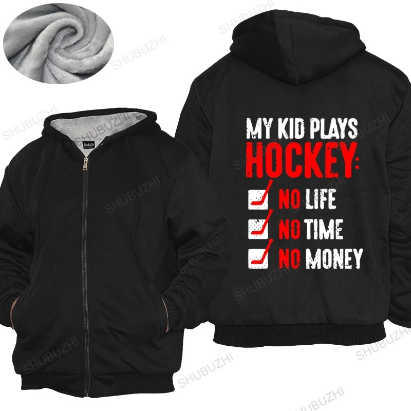 

mens brand warm coat male gift tops My Kid Plays Hockeyer hoodies Male Low Price Steampunk Loose tops for him winter jacket