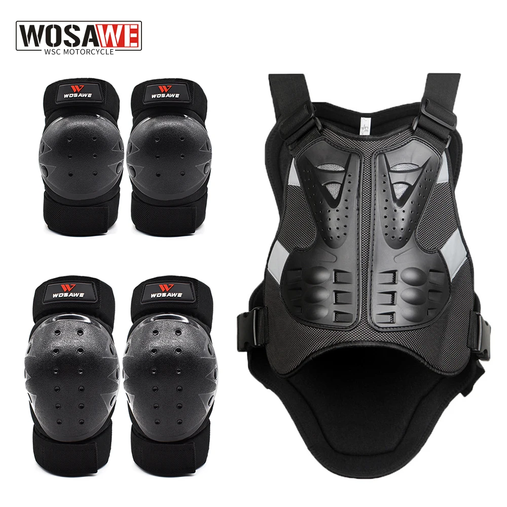 

WOSAWE Adult Protective Motocross Armor Back Support Snowboard Sports Jackets Elbow Kneepads Protection MTB Motorcycle Suit