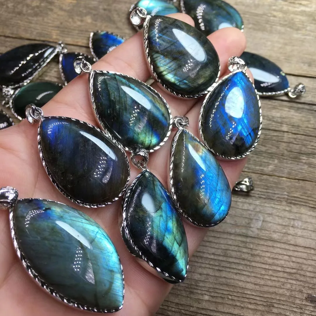 

1 шт. Fengbaowu натуральный Радужный Лабрадорит Овальный Кабошон Подвеска в виде капли воды Кристалл исцеляющий камень Модная бижутерия подарок для женщин