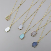allnewme ins fashion multicolor natural irregular stone pendant necklaces for women gold color beads chain choker necklace gift
