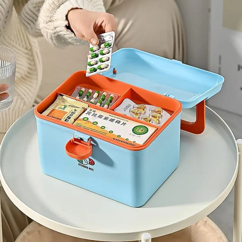 Портативный контейнер для лекарств многослойный пластиковый ящик хранения