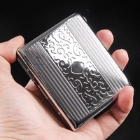 silver portable metal cigarette case for 20 cigarettes flip open cigarette storage box holder travel outdoor smoking tools gifts