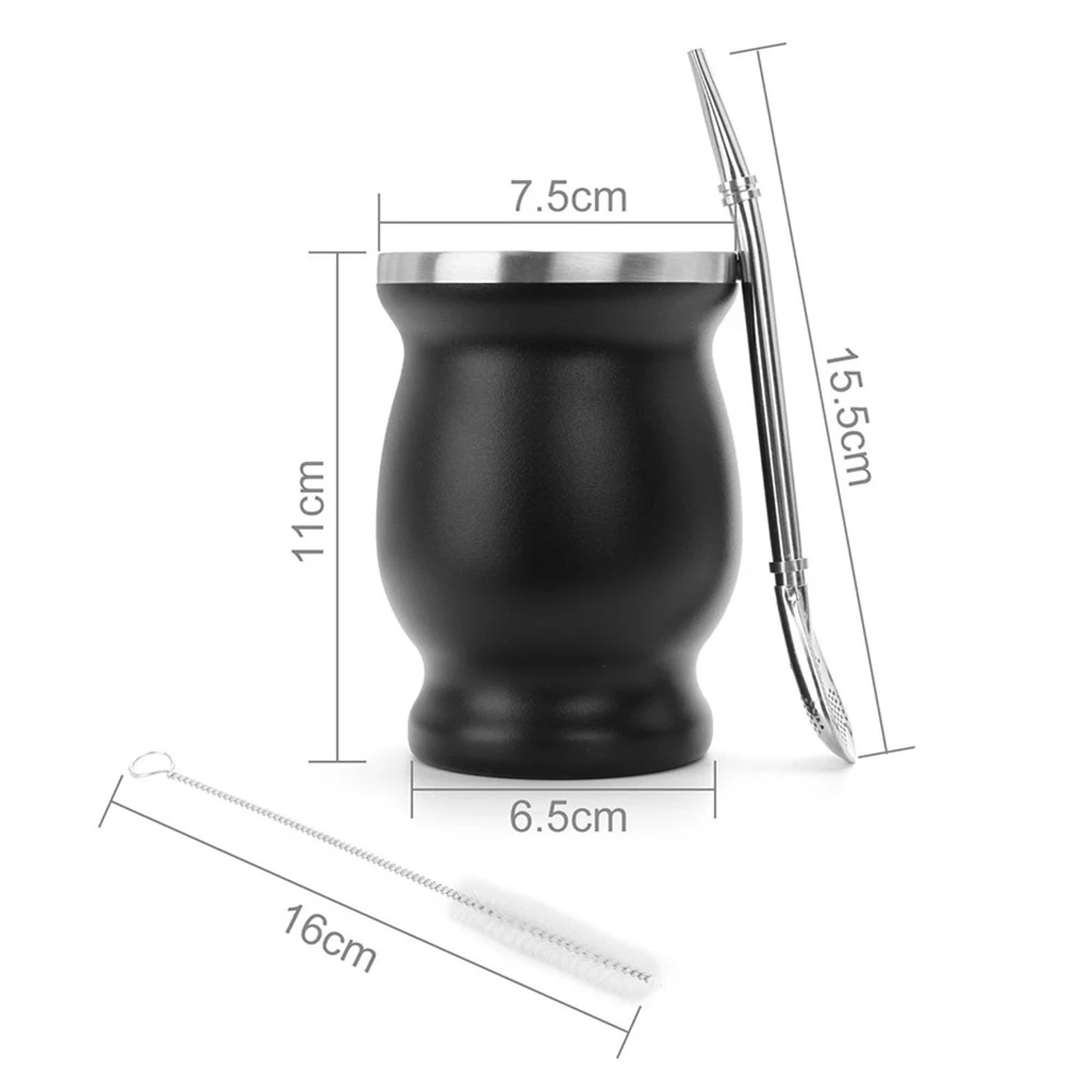 8 унций Yerba мате Натуральный Тыквенный набор чайных чашек 304 из нержавеющей стали