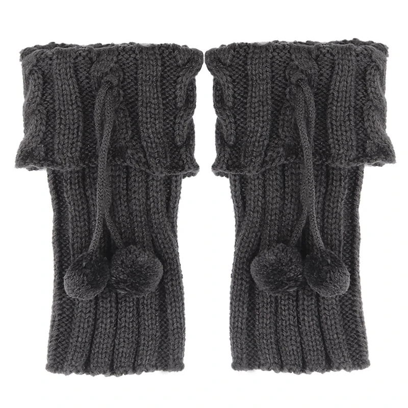 Женские зимние теплые вязаные гетры с поворотными манжетами милые плюшевые